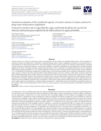 Más sobre Evaluación Numérica de la Capacidad Combinada de Cajones de Succión de Sistemas Submarinos para Aguas Profundas
