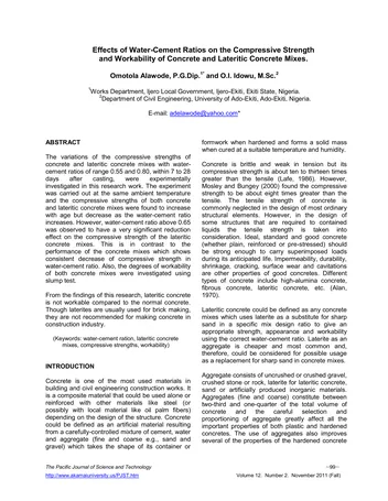 Más sobre Efectos de las Relaciones Agua-cemento en la Resistencia a la Compresión