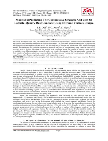 Más sobre Modelos para Predecir la Resistencia a la Compresión y el Costo del Polvo de Laterita y Cantera