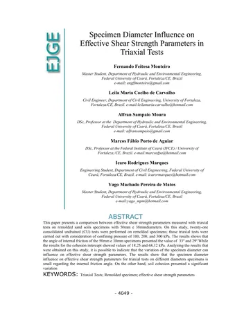 Más sobre Influencia del Diámetro de las Especímenes en los Parámetros de Resistencia al Corte Efectiva en Pruebas Triaxiales