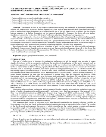Más sobre Comportamiento del Asentamiento y Módulo Elástico de una Cimentación Circular