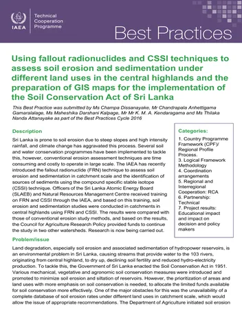 Más sobre Uso de Radionúclidos de Fallout y Técnicas CSSI para Evaluar la Erosión y Sedimentación del Suelo